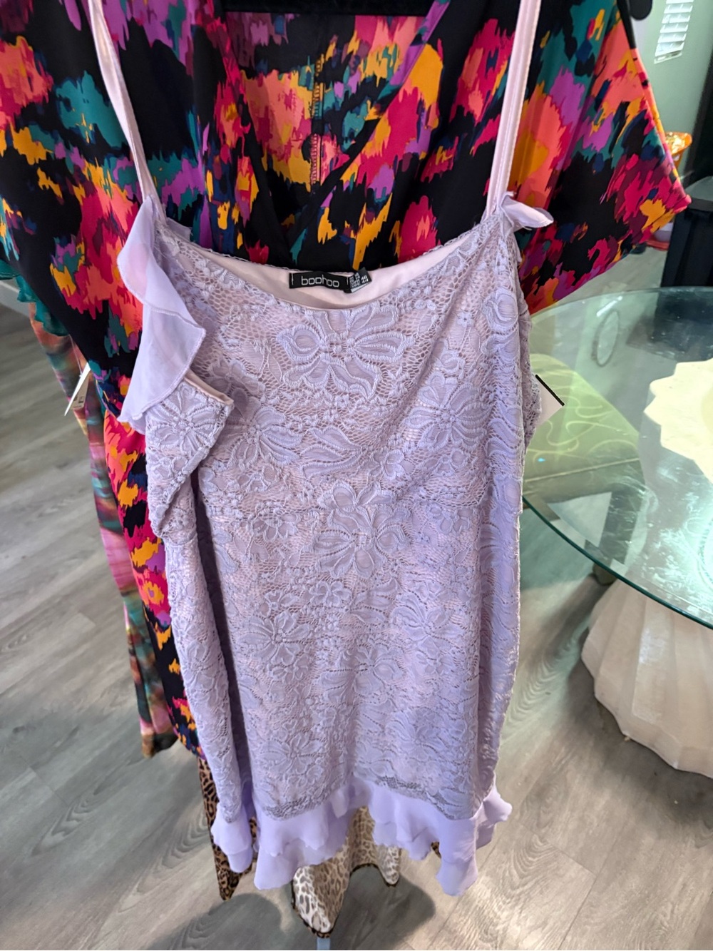 Boohoo Lilac Lace Slip Dress